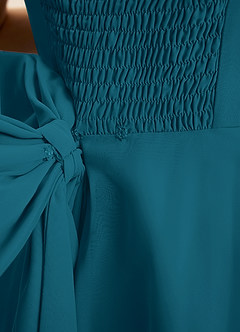 Azazie Arie Junior Ink Blue A-Line Ruched Chiffon Dress image7