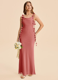 Azazie Trinity Junior Antique Rose Mermaid Pleated Chiffon Dress image3