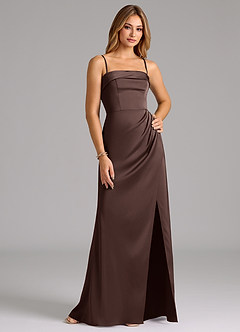 Azazie Aretha Jurken voor bruidsmeisjes Converteerbaar Jurk van Stretch Satijn met A-Lijn Strapless Ganache image6