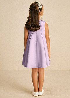 Azazie Zoey Flower Girl Dresses Frosted Lilac A-Line Bow Matte Satin Dress image5
