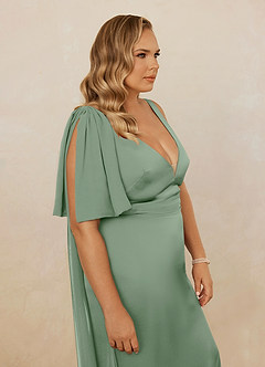 Christian Siriano Bridal for Azazie 1011 Brautjungfernkleider Meerjungfrau-Linie Schleifen Stretch-Satin Kleid Matcha image17