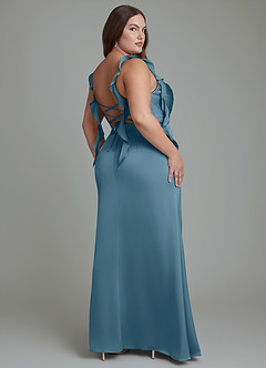 Azazie Jessamine Bridesmaid Dresses Bermuda Sheath Corset Stretch Satin Dress image9