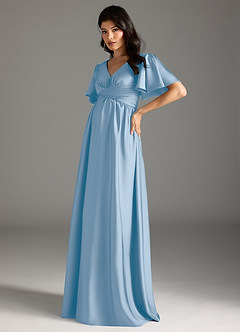 Azazie Verna Abiti da damigella d'onore premaman Abito A-Line Drappeggiato Raso Elasticizzato Floor-Length image4