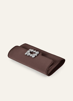 front Matchende farve stretch satin krystallås kuvert clutch