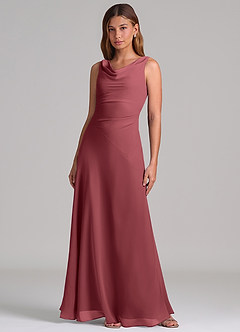 Azazie Nerine Brudtärnklänningar Klä av A-Linje i Chiffong Plisserad Merlot image3