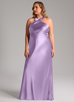Azazie Doretta Bridesmaid Dresses Lilac Mermaid Bow Metallic Satin Dress image12