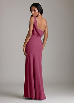 Azazie Madelyn Bridesmaid Dresses Mulberry Mermaid One Shoulder Chiffon Convertible Dress image10