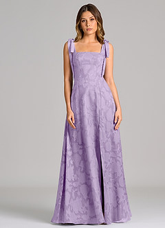 Azazie Debra Bridesmaid Dresses Lilac A-Line with Pockets Floral Burnout Dress image4