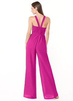Azazie Berdie Brautjungfernkleider Halter Chiffon Overall/Jumpsuit Fuchsia image2