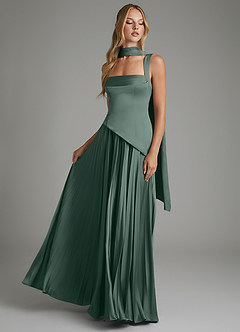 Azazie Stephanie Bridesmaid Dresses Sea Moss A-Line Corset Stretch Satin Dress image6