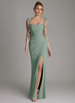 Azazie Jessamine Bridesmaid Dresses Silver Sage Mermaid Corset Chiffon Dress image1