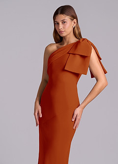 Azazie Yuanna Bridesmaid Dresses Paprika Mermaid One Shoulder Chiffon Dress image7