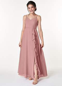 Azazie Naeem Junior Dusty Rose A-Line Ruched Chiffon Dress image1