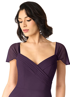 Azazie Tancie Bridesmaid Dresses Plum A-Line Off the Shoulder Chiffon Convertible Dress image4