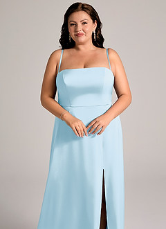 Azazie Wren Bridesmaid Dresses Sky Blue A-Line Strapless Stretch Satin Convertible Dress image11