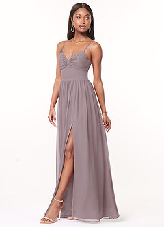 Azazie Zeya Bridesmaid Dresses Dusk A-Line V-Neck Pleated Chiffon Dress image4