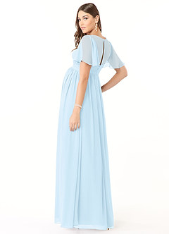 Azazie Verna Maternity Bridesmaid Dresses A-Line V-Neck Ruched Chiffon Floor-Length Dress image4