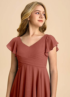 Azazie Caria Junior Auburn A-Line Pleated Chiffon Dress image4