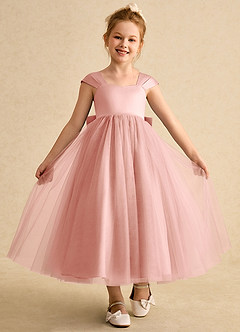 Azazie Chickadee Flower Girl Dresses Rosette Ball-Gown Sweetheart Neckline Matte Satin Dress image4