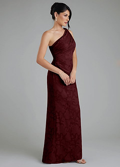 Azazie Akilah Brautjungfernkleider Meerjungfrau-Linie One-Shoulder Blumen-Burnout Kleid Cabernetrot image3