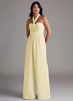 Azazie Lamara Jurken voor bruidsmeisjes Converteerbaar Jumpsuit van Chiffon Off the Shoulder Citroensorbet image8