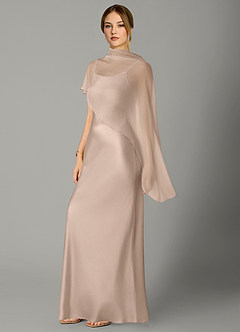 Azazie Jaleesa Bridesmaid Dresses English Rose Sheath High Neck Stretch Satin Dress image4