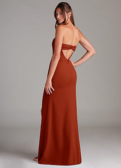 Azazie Leonis Bridesmaid Dresses Rust Sheath Strapless Stretch Crepe Convertible Dress image3