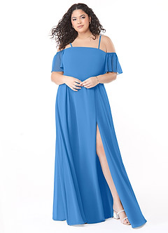 Azazie Sue Bridesmaid Dresses Blue Jay A-Line Off the Shoulder Chiffon Convertible Dress image6