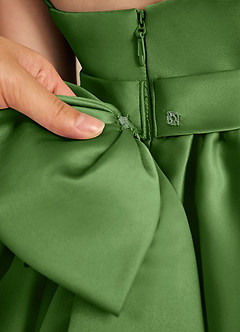 Azazie Davine Flower Girl Dresses Basil A-Line Spaghetti Strap Matte Satin Dress image11