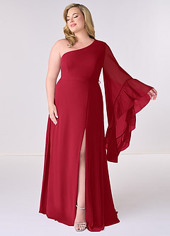 Barbie ♥ Azazie Bridesmaid Dresses Scarlet A-Line Long Sleeve Chiffon Dress image7