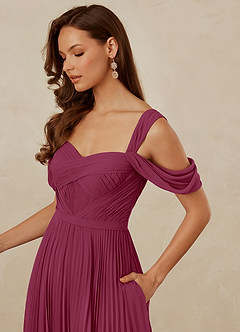 Christian Siriano Bridal for Azazie 1013 Bridesmaid Dresses Mulberry A-Line Off the Shoulder Chiffon Dress image6