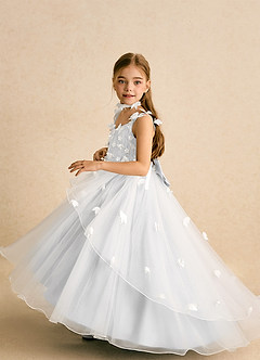 Azazie Darlina Robe Demoiselle D'honneur Fillette Robe Princesse en Tulle Dentelle Ivoire Blanc image3
