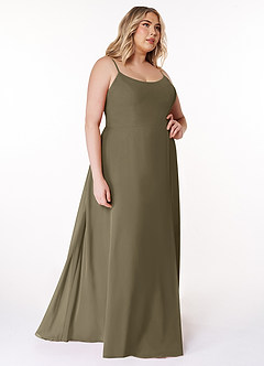 Azazie Moira Bridesmaid Dresses Willow Green A-Line Scoop Chiffon Dress image10