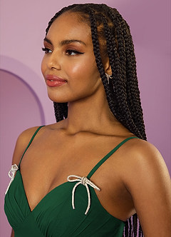 Barbie ♥ Azazie Jurken voor bruidsmeisjes Jurk van Chiffon met A-Lijn met Zakken Donkergroen image10