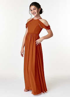 Azazie Seneca Junior Paprika A-Line Off the Shoulder Chiffon Dress image4