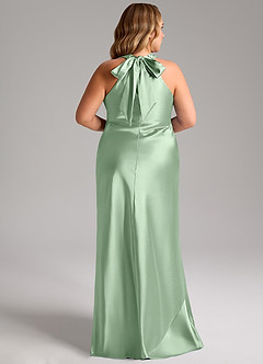 Azazie Doretta Bridesmaid Dresses Matcha Mermaid Bow Metallic Satin Dress image13