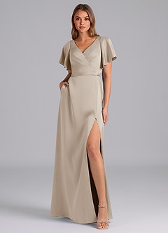 Azazie Ambrosia Bridesmaid Dresses Frost A-Line Pleated Stretch Satin Dress image6