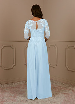 Azazie Harriet Mother of the Bride Dresses Sky Blue A-Line Scoop lace Mesh Dress image2
