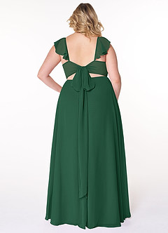 Azazie Everett Bridesmaid Dresses Dark Green A-Line V-neck Ruched Chiffon Dress image7