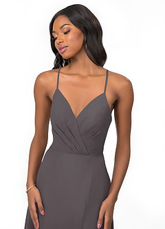 Azazie Everleigh Bridesmaid Dresses Steel Grey A-Line Sweetheart Pleated Chiffon Dress image7