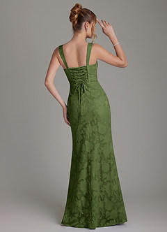 Azazie Agustina Bridesmaid Dresses Olive Mermaid Corset Floral Burnout Dress image4