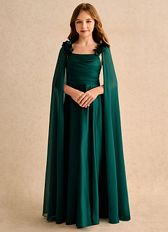 Azazie Rosita Girls Formal vestidos de niña de las flores Vestido de Pino de Satin Mate de Corte en A con Plisado image5