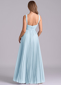 Azazie Mina Abiti da Damigella Abito A-Line in Chiffon Plissettato Azzurro image7