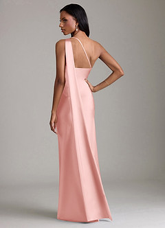 Azazie Juniper Jurken voor bruidsmeisjes Jurk van Stretch Satijn met Zeemeermin One-Shoulder Poederroze image6