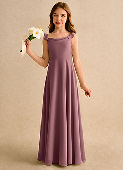 Azazie Puppy Girls Formal Flower Girl Dresses Amethyst A-Line Pleated Chiffon Dress image3