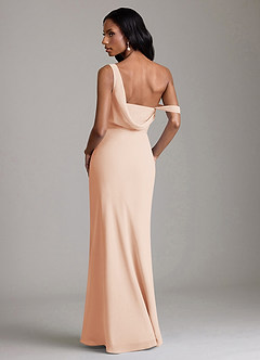 Azazie Madelyn Bridesmaid Dresses English Rose Mermaid One Shoulder Chiffon Convertible Dress image2