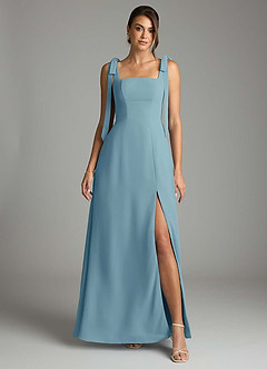 Azazie Debra Bridesmaid Dresses Moody Blue A-Line with Pockets Chiffon Convertible Dress image7