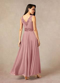 Azazie Devana Mère de la mariée Robes Robe Trapèze en Mousseline de soie Sequins Rose Poussiéreuse image4