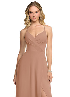 Azazie Davis Abiti da Damigella Abito A-Line in Chiffon con Scollo a V Champagne Rosa image4