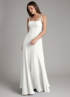 Azazie Nyla Bridesmaid Dresses White A-Line Square Neckline Chiffon Dress image6